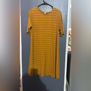 Mustard yellow and red stripe short sleeve cotton dress from old navy
